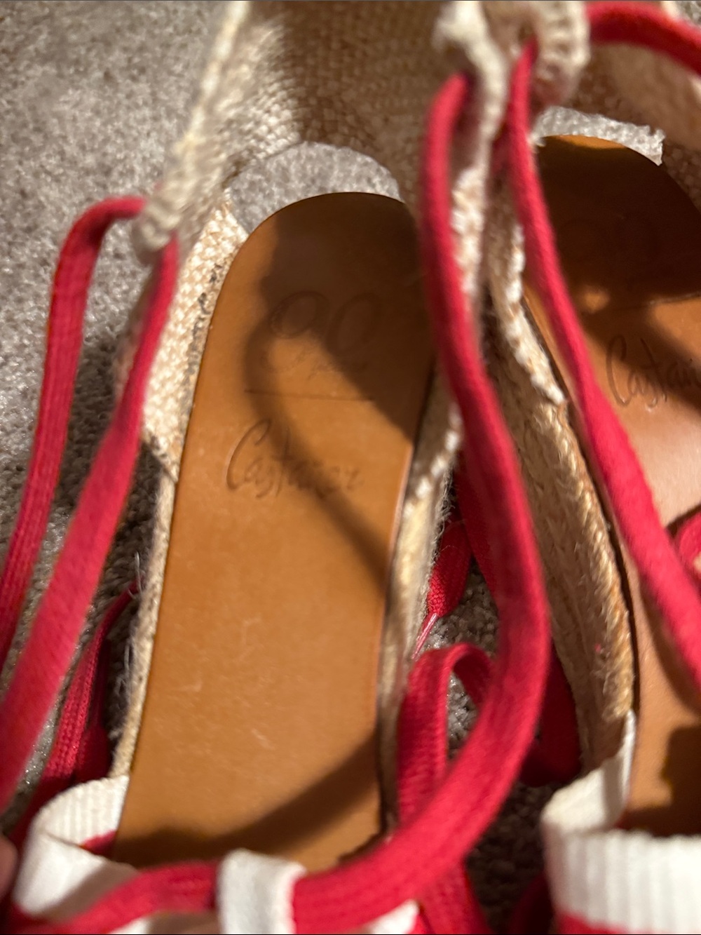 Castaner Red and White Striped Lace-Up Espadrilles - Picture 2 of 5